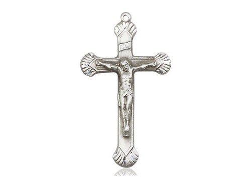 Sterling Silver Crucifix Pendant on a 18 inch Sterling Silver Light Curb Chain - Unique Catholic Gifts