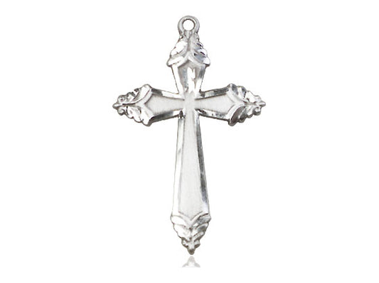 Sterling Silver Cross Pendant on a 18 inch Sterling Silver Light Curb Chain - Unique Catholic Gifts
