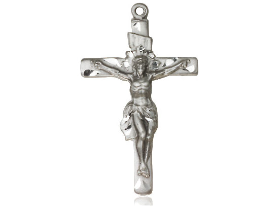 Sterling Silver Crucifix Pendant on a 18 inch Sterling Silver Light Curb Chain - Unique Catholic Gifts