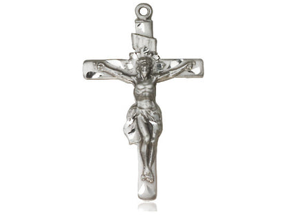 Sterling Silver Crucifix Pendant on a 18 inch Sterling Silver Light Curb Chain - Unique Catholic Gifts