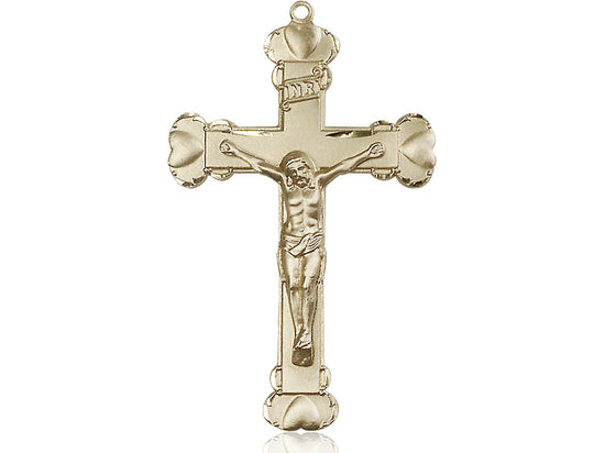 4kt Gold Filled Crucifix Pendant on a 18 inch Gold Filled Light Curb Chain - Unique Catholic Gifts