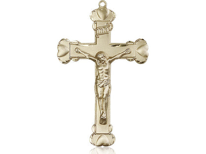 4kt Gold Filled Crucifix Pendant on a 18 inch Gold Filled Light Curb Chain - Unique Catholic Gifts