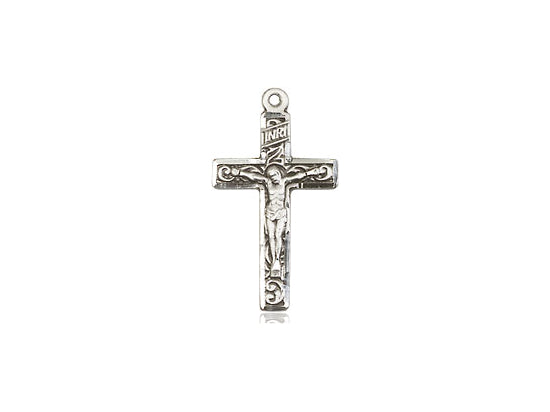 Sterling Silver Crucifix Pendant on a 18 inch Sterling Silver Light Curb Chain - Unique Catholic Gifts
