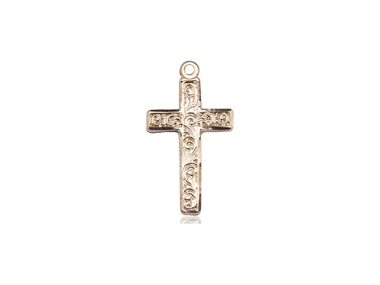 14kt Gold Filled Cross Pendant on a 18 inch Gold Filled Light Curb Chain - Unique Catholic Gifts