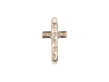 14kt Gold Filled Cross Pendant on a 18 inch Gold Filled Light Curb Chain - Unique Catholic Gifts