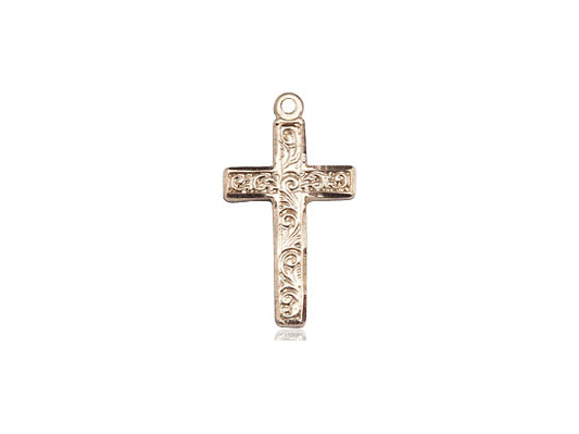 14kt Gold Filled Cross Pendant on a 18 inch Gold Filled Light Curb Chain - Unique Catholic Gifts