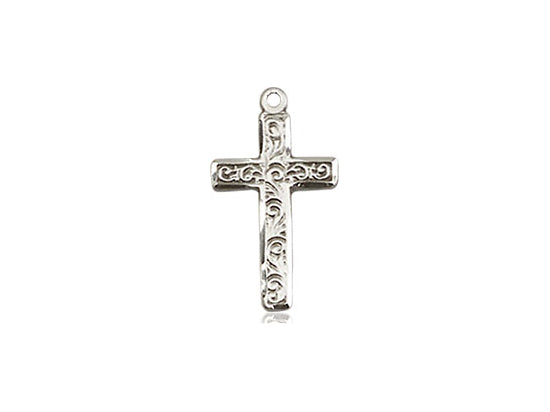 Sterling Silver Cross Pendant on a 18 inch Sterling Silver Light Curb Chain - Unique Catholic Gifts