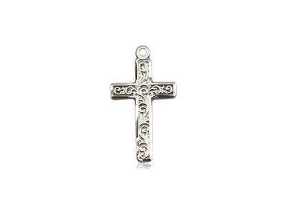 Sterling Silver Cross Pendant on a 18 inch Sterling Silver Light Curb Chain - Unique Catholic Gifts