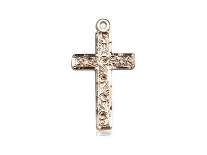 14kt Gold Filled Cross Pendant on a 24 inch Gold Plate Heavy Curb Chain - Unique Catholic Gifts