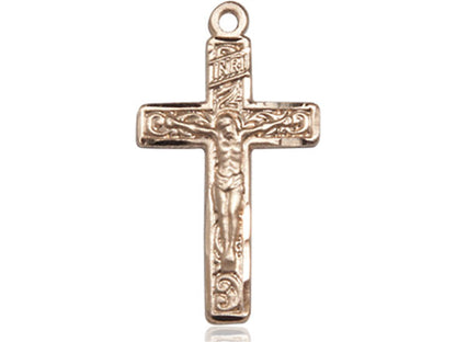 4kt Gold Filled Crucifix Pendant on a 24 inch Gold Plate Heavy Curb Chain - Unique Catholic Gifts