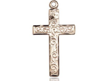 14kt Gold Filled Cross Pendant on a 24 inch Gold Plate Heavy Curb Chain - Unique Catholic Gifts
