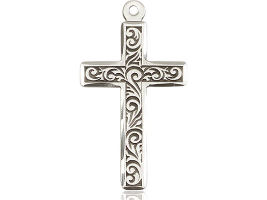 Sterling Silver Cross Pendant on a 18 inch Sterling Silver Light Curb Chain - Unique Catholic Gifts