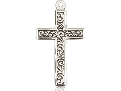 Sterling Silver Cross Pendant on a 18 inch Sterling Silver Light Curb Chain - Unique Catholic Gifts