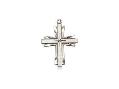 Sterling Silver Cross Pendant on a 18 inch Sterling Silver Light Curb Chain - Unique Catholic Gifts