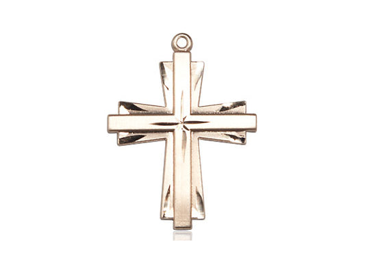 14kt Gold Filled Cross Pendant on a 24 inch Gold Plate Heavy Curb Chain - Unique Catholic Gifts