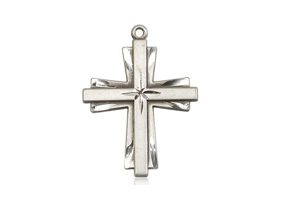Sterling Silver Cross Pendant on a 18 inch Sterling Silver Light Curb Chain - Unique Catholic Gifts