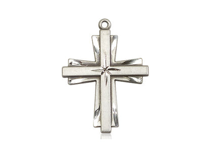 Sterling Silver Cross Pendant on a 18 inch Sterling Silver Light Curb Chain - Unique Catholic Gifts