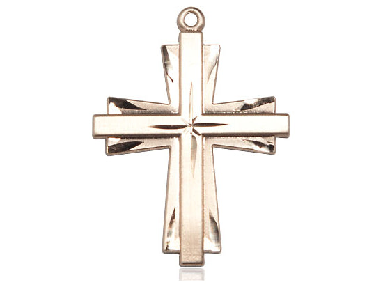 14kt Gold Filled Cross Pendant on a 24 inch Gold Plate Heavy Curb Chain - Unique Catholic Gifts