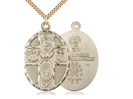 Colgante de espíritu 5kt relleno de oro en una placa de oro de 24 pulgadas Cadena de acera pesada – Unique Catholic Gifts