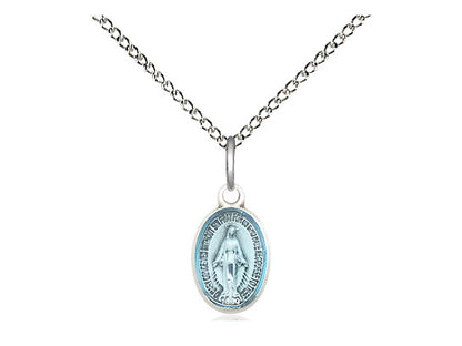 Sterling Silver Miraculous Pendant on a 18 inch Sterling Silver Light Curb Chain - Unique Catholic Gifts