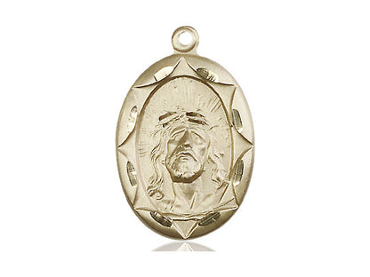 14kt Gold Filled Ecce Homo Pendant on a 24 inch Gold Plate Heavy Curb Chain - Unique Catholic Gifts