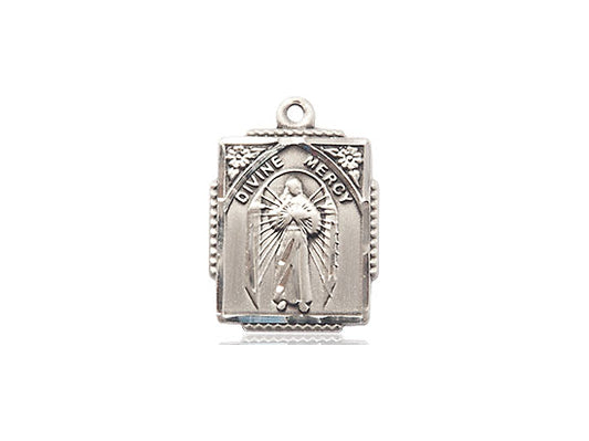 Sterling Silver Divine Mercy Pendant on a 18 inch Sterling Silver Light Curb Chain - Unique Catholic Gifts