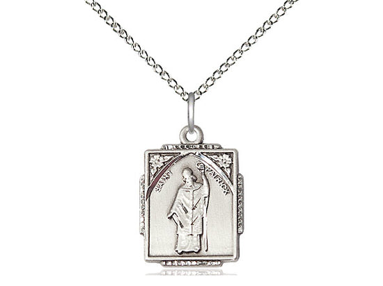 Sterling Silver St Patrick Medal 18" - Unique Catholic Gifts