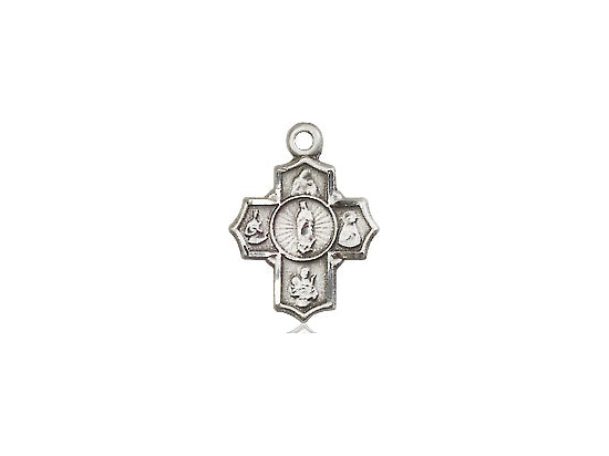 Sterling Silver 5-Way Motherhood Pendant on a 18 inch Sterling Silver Light Curb Chain - Unique Catholic Gifts
