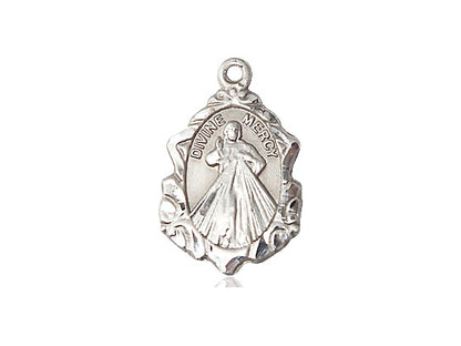 Sterling Silver Divine Mercy Pendant on a 18 inch Sterling Silver Light Curb Chain - Unique Catholic Gifts