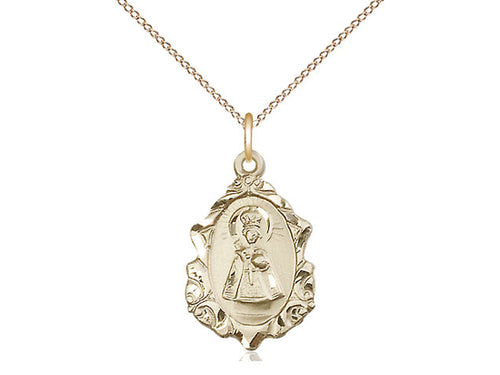 14kt Gold Filled Infant of Prague Pendant on a 18 inch Gold Filled Light Curb Chain - Unique Catholic Gifts