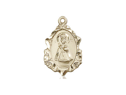 14kt Gold Filled Infant of Prague Pendant on a 18 inch Gold Filled Light Curb Chain - Unique Catholic Gifts