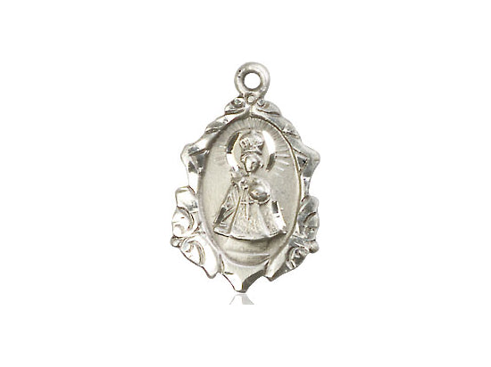 Sterling Silver Infant of Prague Pendant on a 18 inch Sterling Silver Light Curb Chain - Unique Catholic Gifts