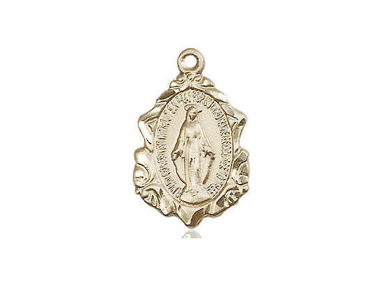 14kt Gold Filled Miraculous Pendant on a 18 inch Gold Filled Light Curb Chain - Unique Catholic Gifts