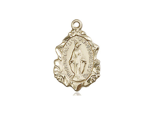 14kt Gold Filled Miraculous Pendant on a 18 inch Gold Filled Light Curb Chain - Unique Catholic Gifts