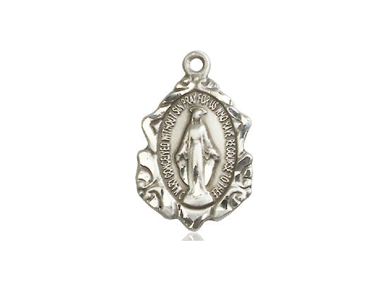 Sterling Silver Miraculous Pendant on a 18 inch Sterling Silver Light Curb Chain - Unique Catholic Gifts