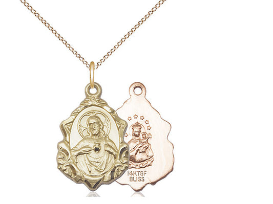 14kt Gold Filled Scapular Pendant on a 18 inch Gold Filled Light Curb Chain - Unique Catholic Gifts