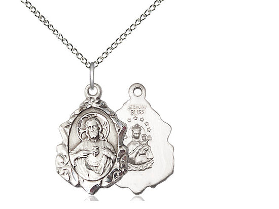 Sterling Silver Scapular Pendant on a 18 inch Sterling Silver Light Curb Chain - Unique Catholic Gifts