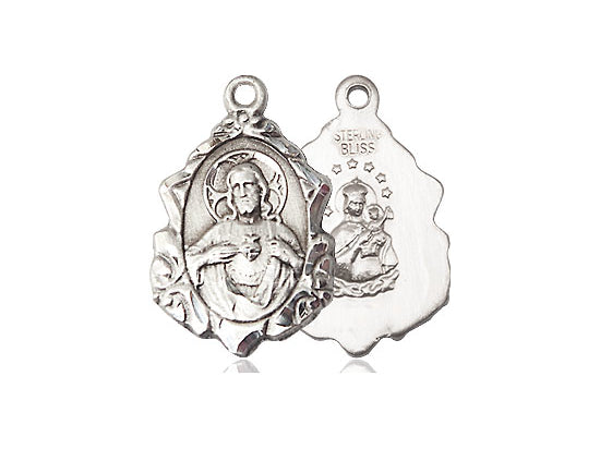 Sterling Silver Scapular Pendant on a 18 inch Sterling Silver Light Curb Chain - Unique Catholic Gifts