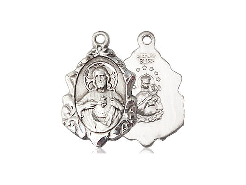 Sterling Silver Scapular Pendant on a 18 inch Sterling Silver Light Curb Chain - Unique Catholic Gifts