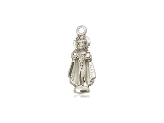 Sterling Silver Infant of Prague Pendant on a 18 inch Sterling Silver Light Curb Chain - Unique Catholic Gifts