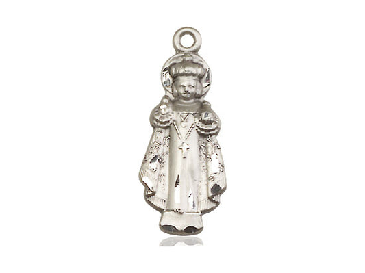 Sterling Silver Infant of Prague Pendant on a 18 inch Sterling Silver Light Curb Chain - Unique Catholic Gifts