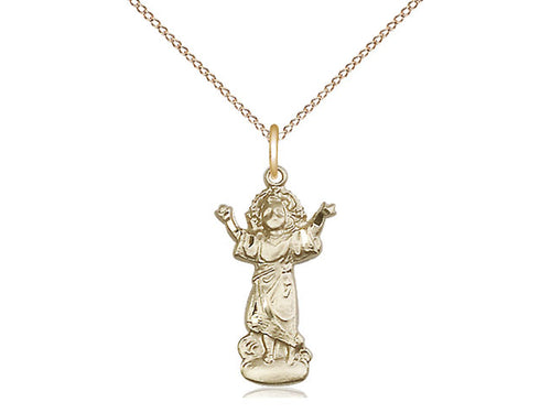 14kt Gold Filled Divino Nino Pendant on a 18 inch Gold Filled Light Curb Chain - Unique Catholic Gifts