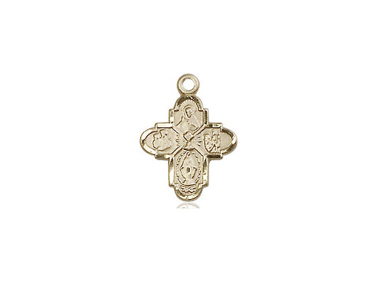 14kt Gold Filled 4-Way Chalice Pendant on a 18 inch Gold Filled Light Curb Chain - Unique Catholic Gifts