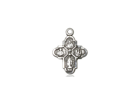 Sterling Silver 4-Way Chalice Pendant on a 18 inch Sterling Silver Light Curb Chain - Unique Catholic Gifts