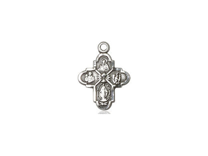 Sterling Silver 4-Way Chalice Pendant on a 18 inch Sterling Silver Light Curb Chain - Unique Catholic Gifts