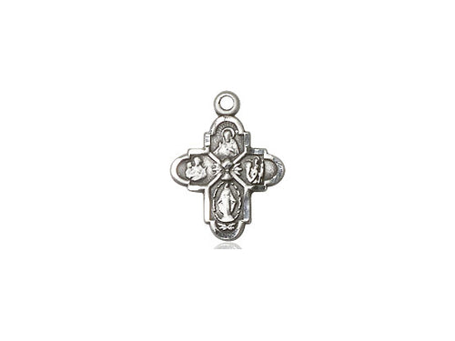 Sterling Silver 4-Way Chalice Pendant on a 18 inch Sterling Silver Light Curb Chain - Unique Catholic Gifts