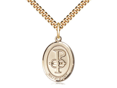 4Kt Gold Filled Matrimony on a 24 inch Gold Plate Heavy Curb Chain - Unique Catholic Gifts
