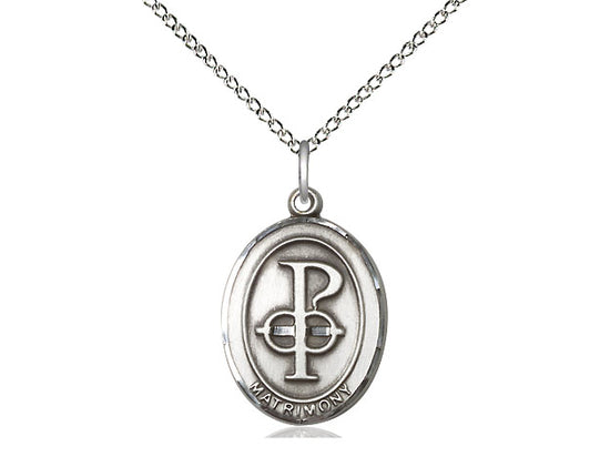 Sterling Silver Matrimony Pendant on a 18 inch Sterling Silver Light Curb Chain - Unique Catholic Gifts