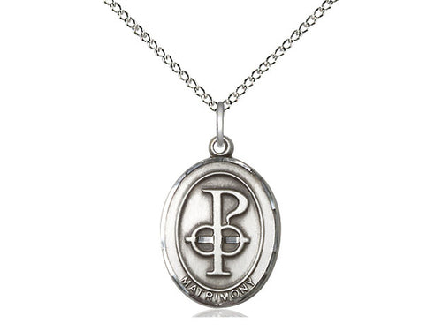 Sterling Silver Matrimony Pendant on a 18 inch Sterling Silver Light Curb Chain - Unique Catholic Gifts