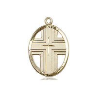 14kt Gold Filled Cross Pendant on a 24 inch Gold Plate Heavy Curb Chain - Unique Catholic Gifts
